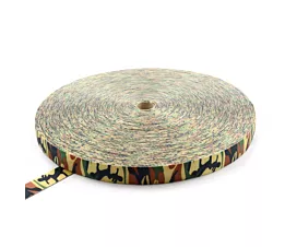 Polyester 50mm Sangle en polyester Camouflage 50mm - 7500kg - 100m en rouleau - vert armée